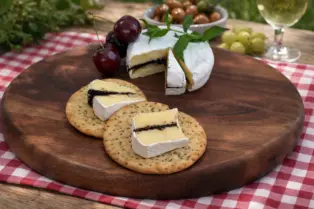 Black Garlic Relish and Camembert cheese